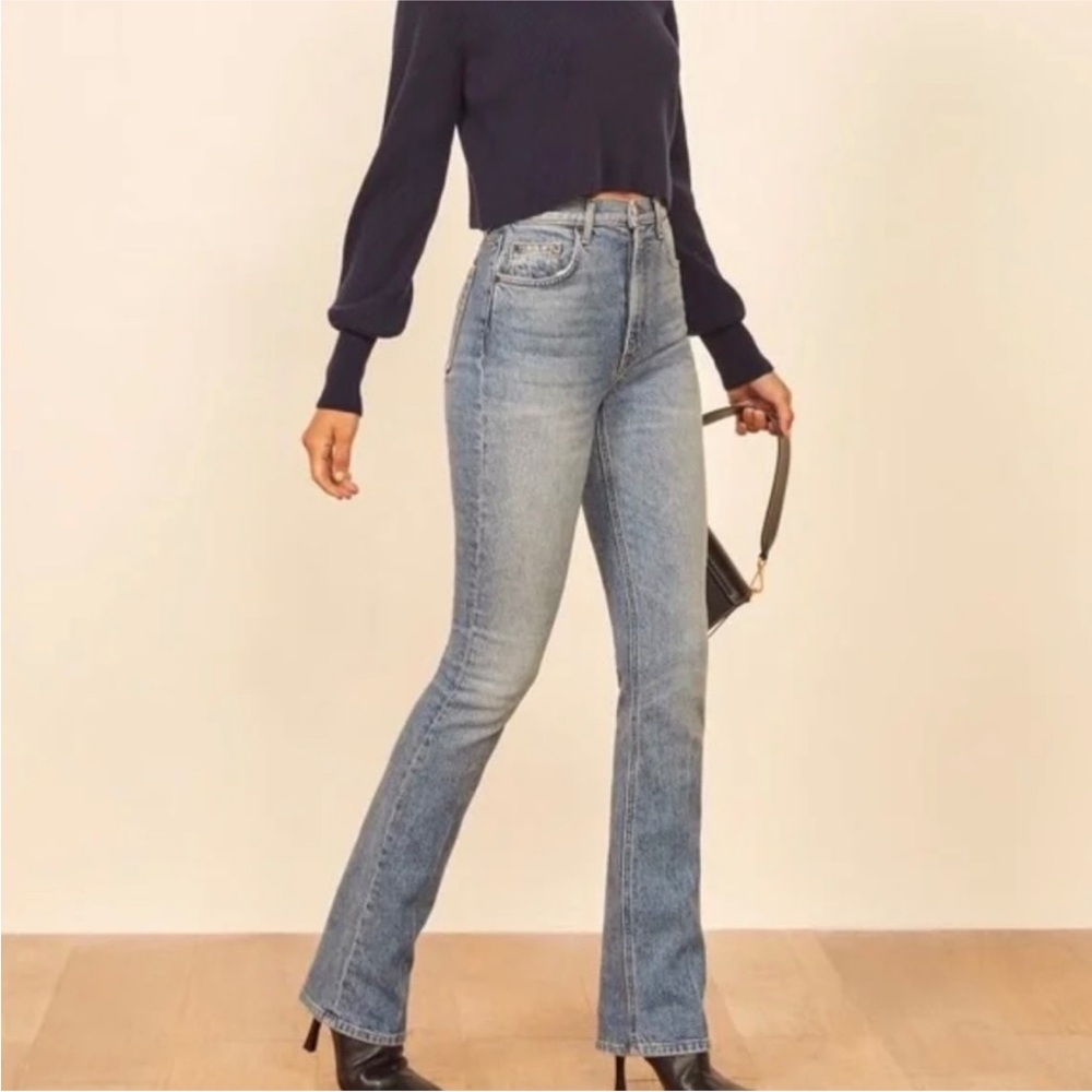 Reformation High-Rise Light Wash Flare Jeans